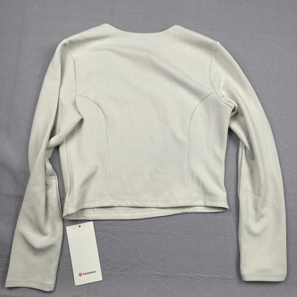 Lululemon Ribbed Softstreme Asym Long Sleeve Bone LW3HS7S Size Large NEW